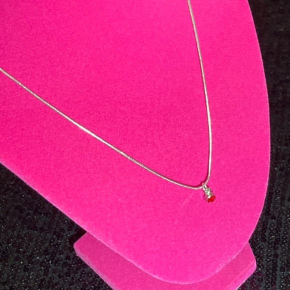 July Ruby Sterling Silver Necklace Birthday Birthstone Month Rhinestone gift Y2K - Picture 8 of 17